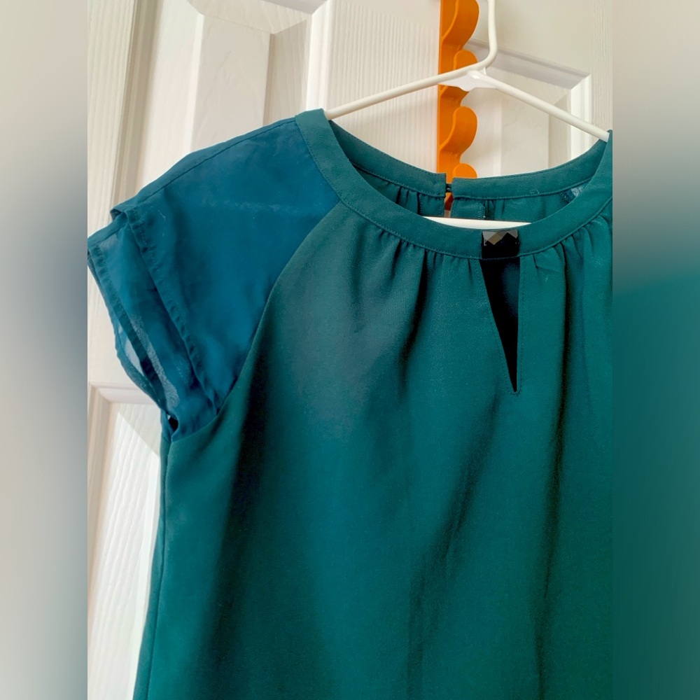 Green Blouse Sheer Sleeves